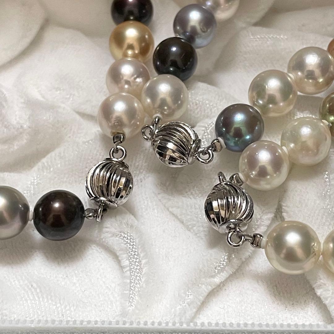 【連結可✨超大珠】あこや本真珠 ネックレス 8.0-8.5 パール マルチカラー