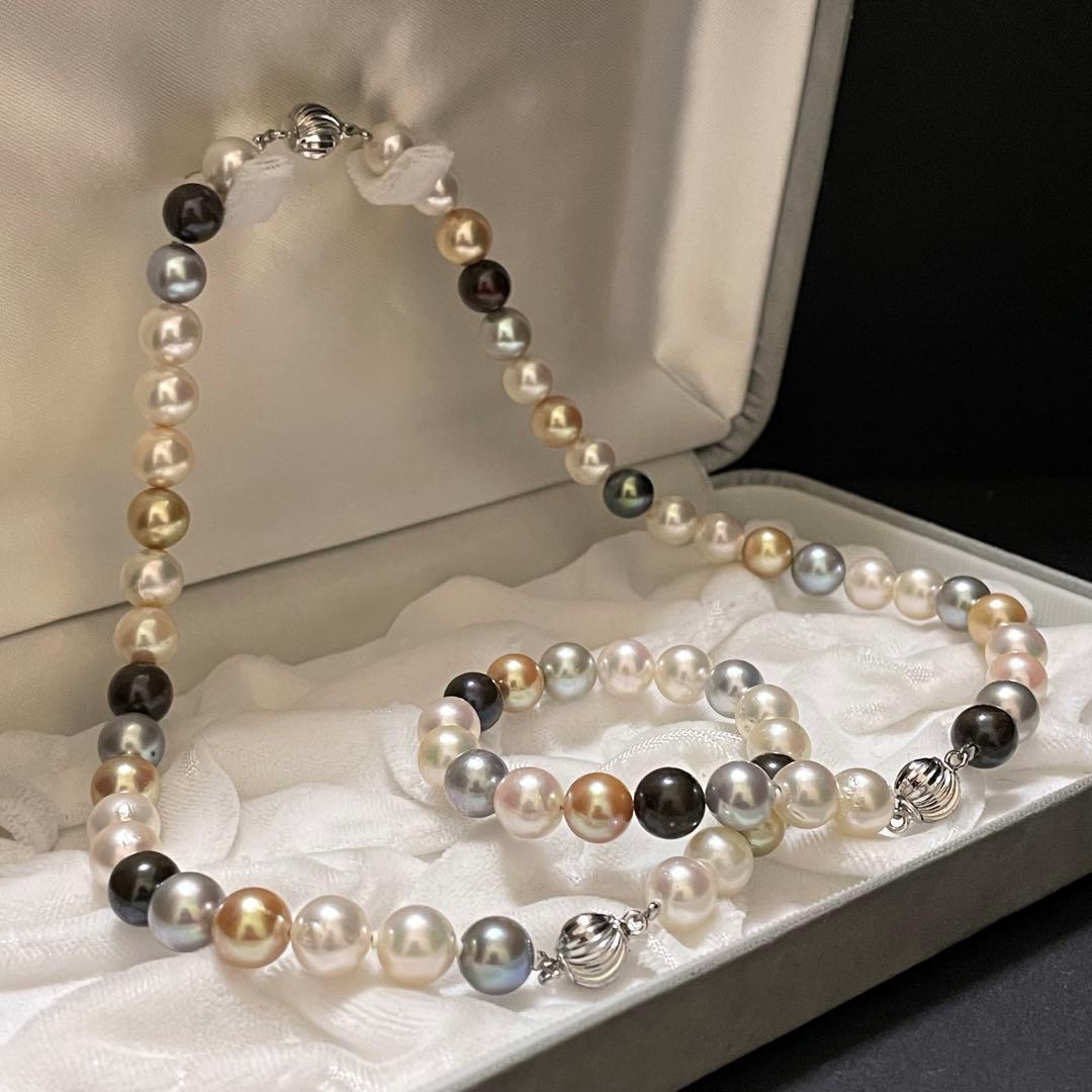 【連結可✨超大珠】あこや本真珠 ネックレス 8.0-8.5 パール マルチカラー