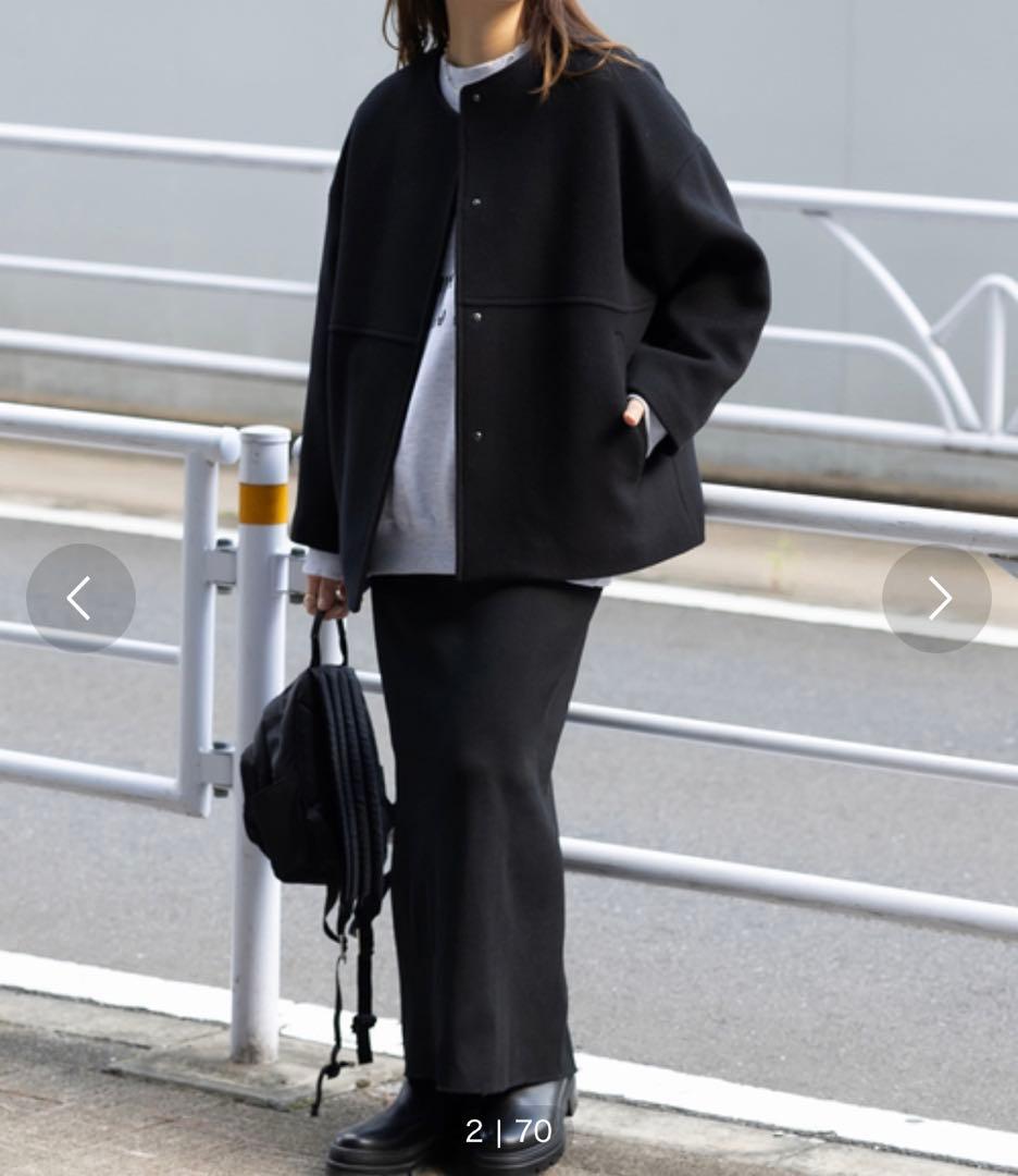 スーパー140ビーバーノーカラーショートコート⭐︎ブラック38⭐︎