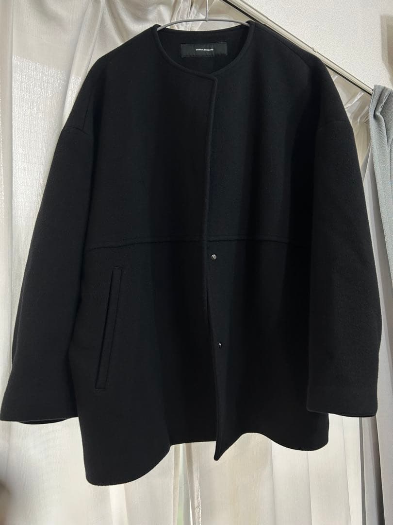 スーパー140ビーバーノーカラーショートコート⭐︎ブラック38⭐︎