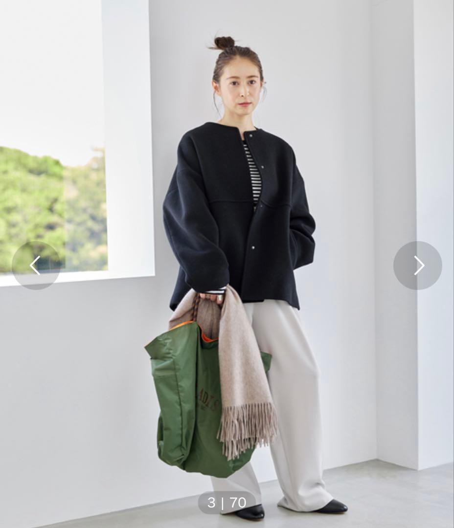 スーパー140ビーバーノーカラーショートコート⭐︎ブラック38⭐︎