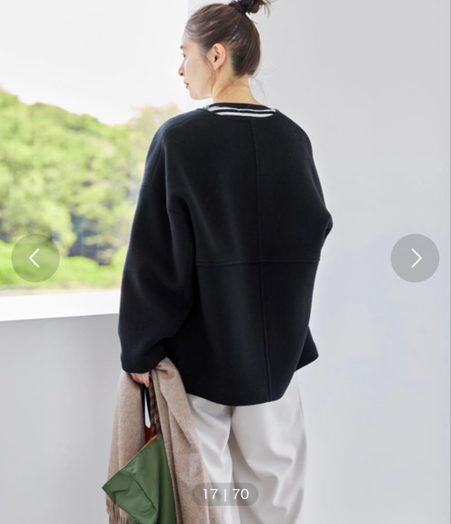 スーパー140ビーバーノーカラーショートコート⭐︎ブラック38⭐︎