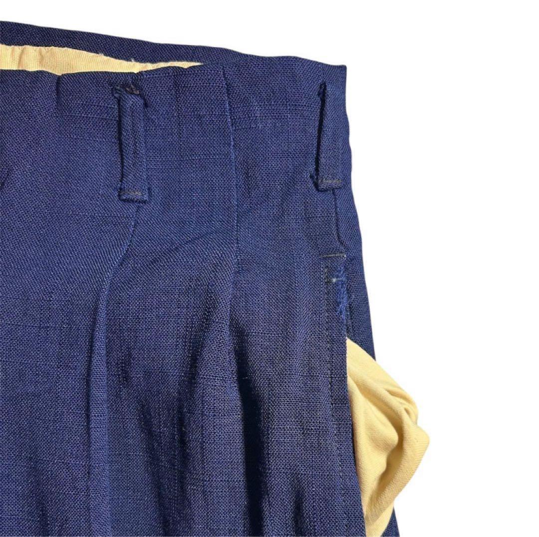 50s 絣　2タック　リネンスラックス　ロカビリー 着用画像