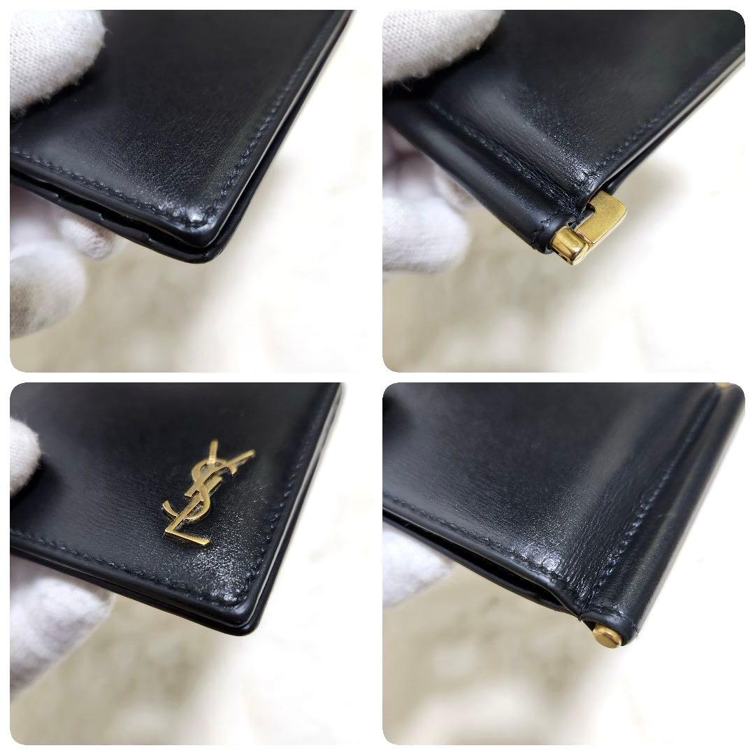 ✨極美品✨サンローラン　マネークリップ　ゴールド金具　YSL ブラック　レザー