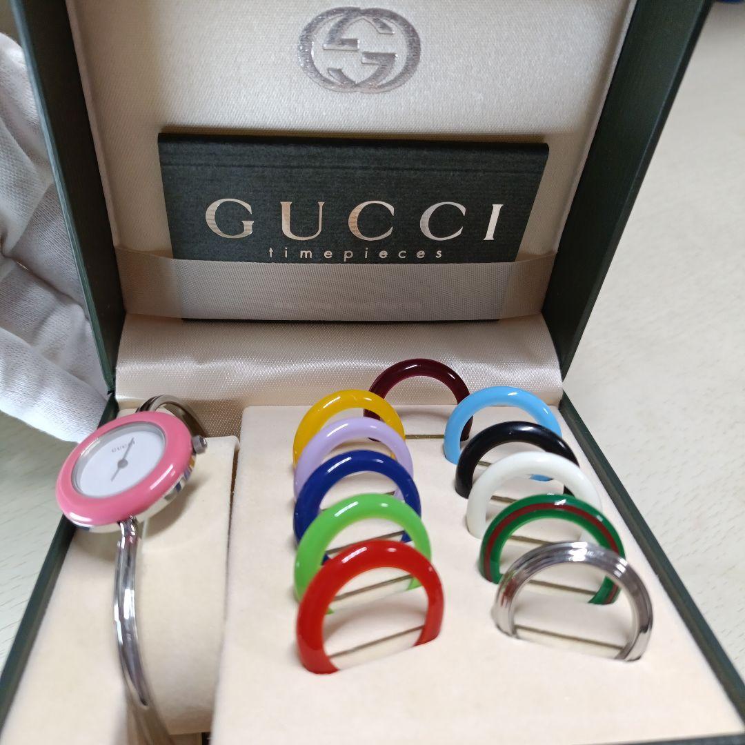 貴重なシルバー　GUCCI ベゼルチェンジ 時計　電池交換済