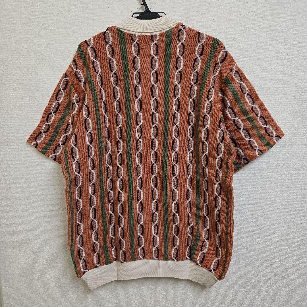24SS新品WACKOMARIAストライプニットポロシャツORANGE/L