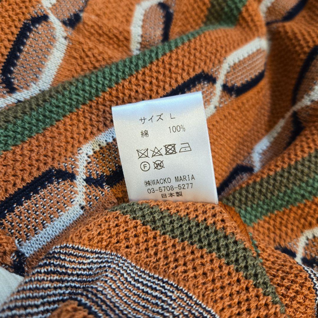 24SS新品WACKOMARIAストライプニットポロシャツORANGE/L