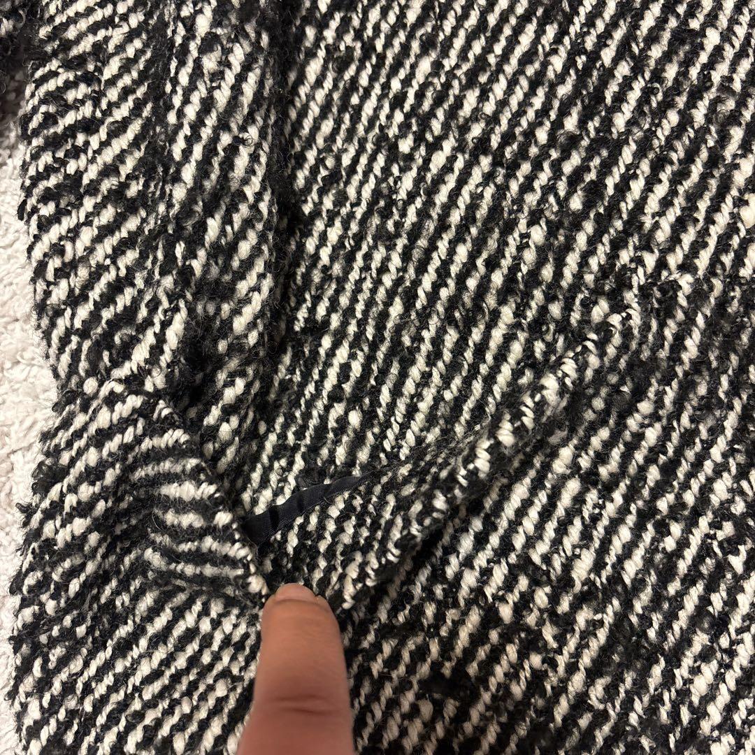 美品⭐︎バーバリーロンドン　ツイードコート　黒白　ロゴボタン38 Mサイズ