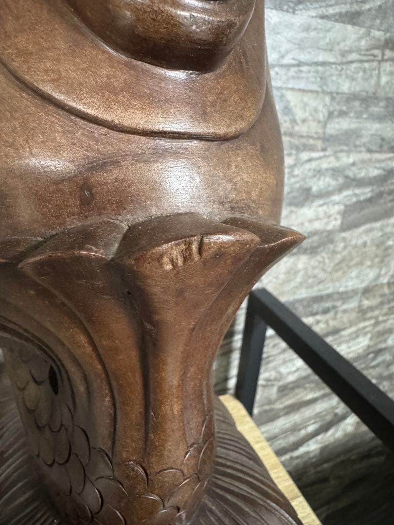 木製ライオン彫刻 約41cm