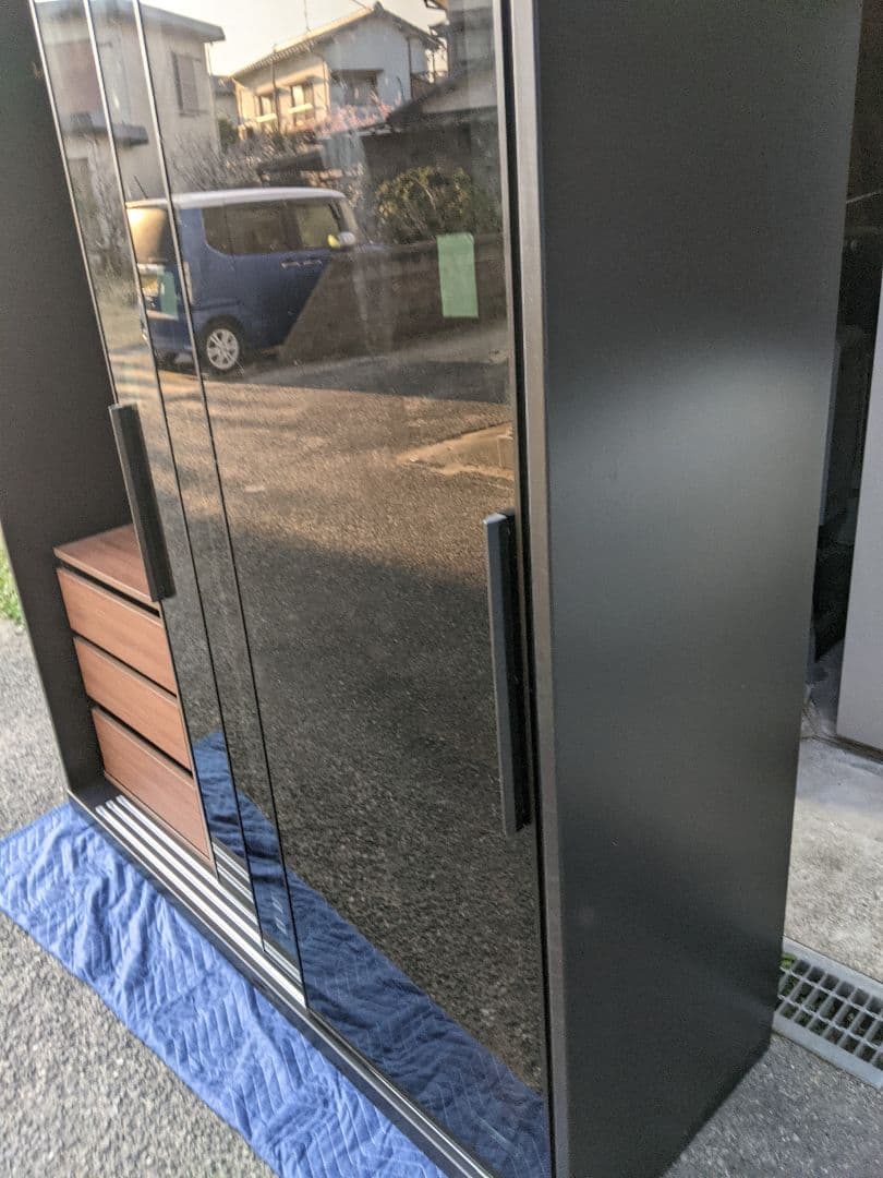 大塚家具ワードローブ「RENNELL レンネル」幅182cm ガラス扉 引き戸