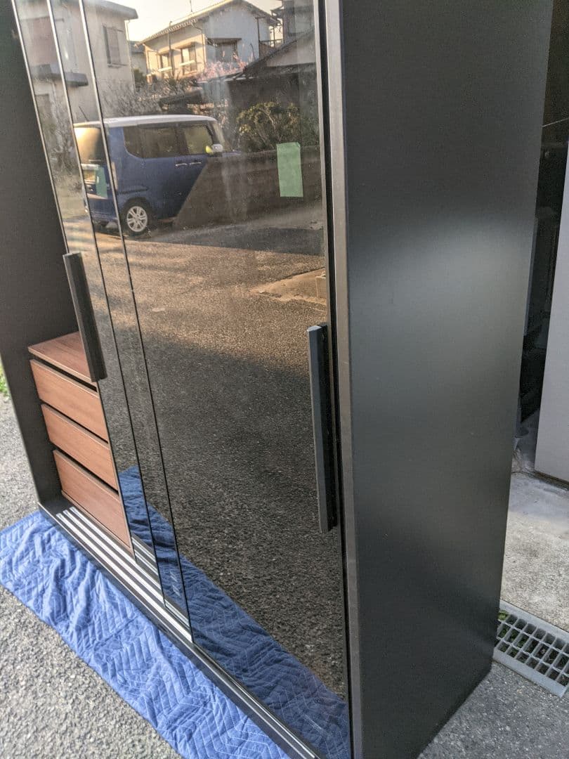 大塚家具ワードローブ「RENNELL レンネル」幅182cm ガラス扉 引き戸