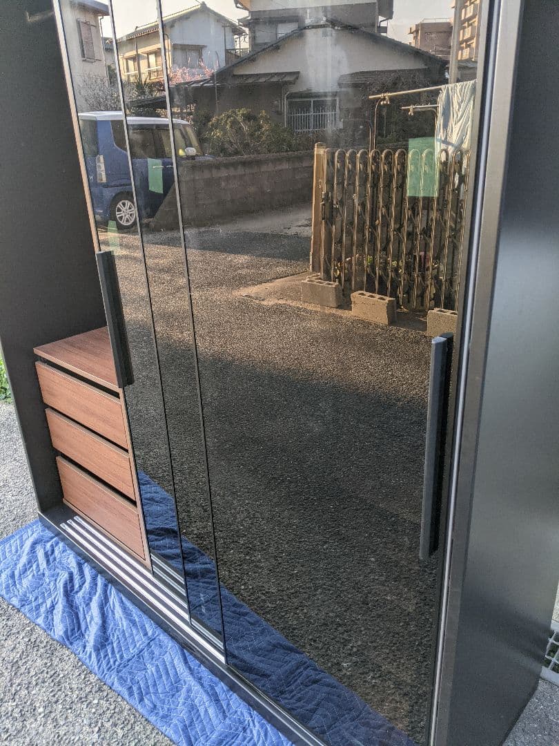 大塚家具ワードローブ「RENNELL レンネル」幅182cm ガラス扉 引き戸