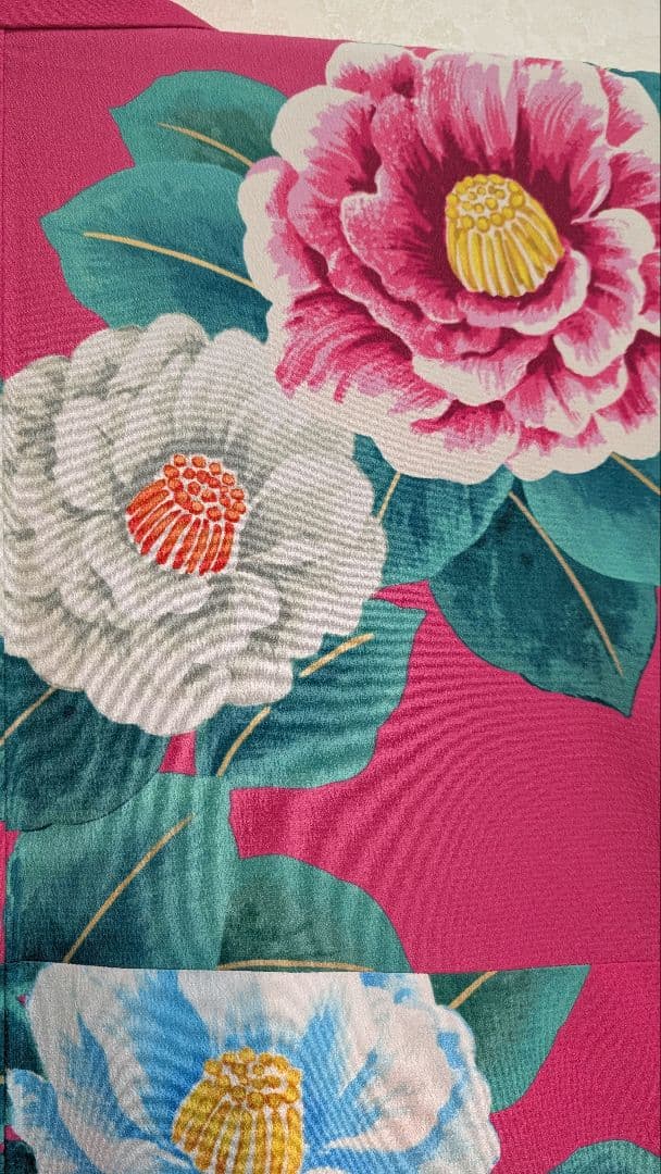 【ポリエステル】振袖 ピンク 花柄 ボタン♪華やか！