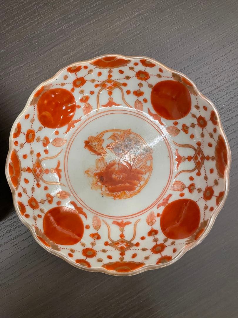 Kitty 古伊万里 赤玉瓔珞紋 膾皿 八客