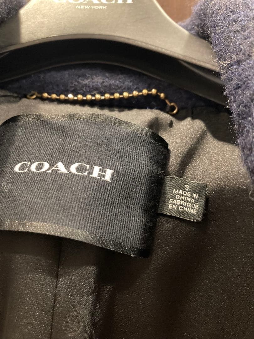 COACH ネイビー　がま口　チェスターコート S