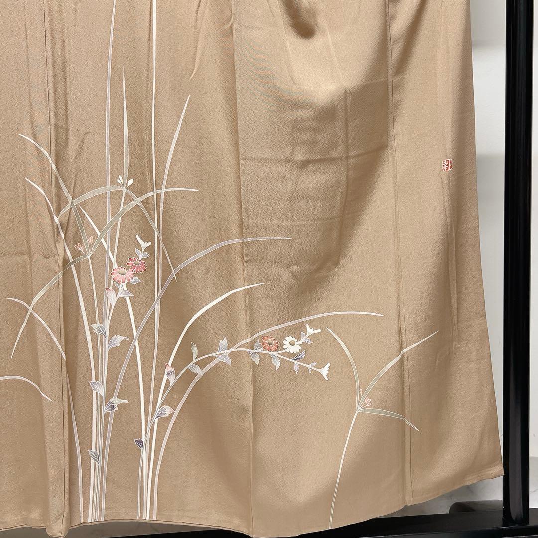 作家もの　付け下げ　花模様　着物　001k