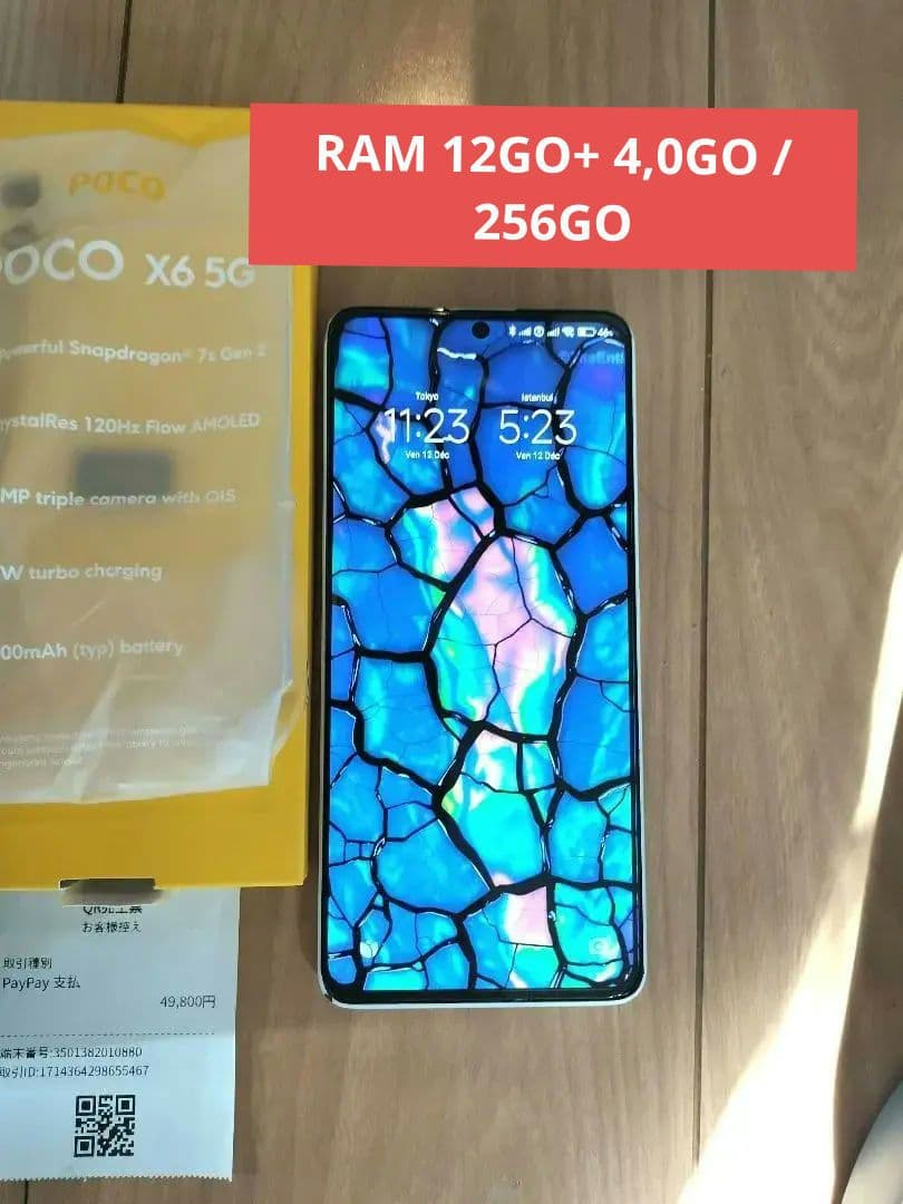 スマートフォン本体 POCO X6 5G RAM 12+ 4,0GO / 256GO