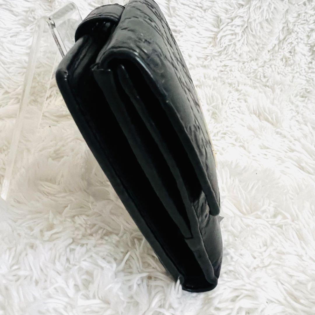 【美品】GUCCI グッチ シマ 二つ折り財布 ブラック レザー ゴールド金具