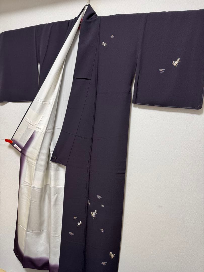 【銘品新品】京都老舗銘店「ゑり善」深紫色 日本刺繍手刺繍「瓢箪 観世水文様」