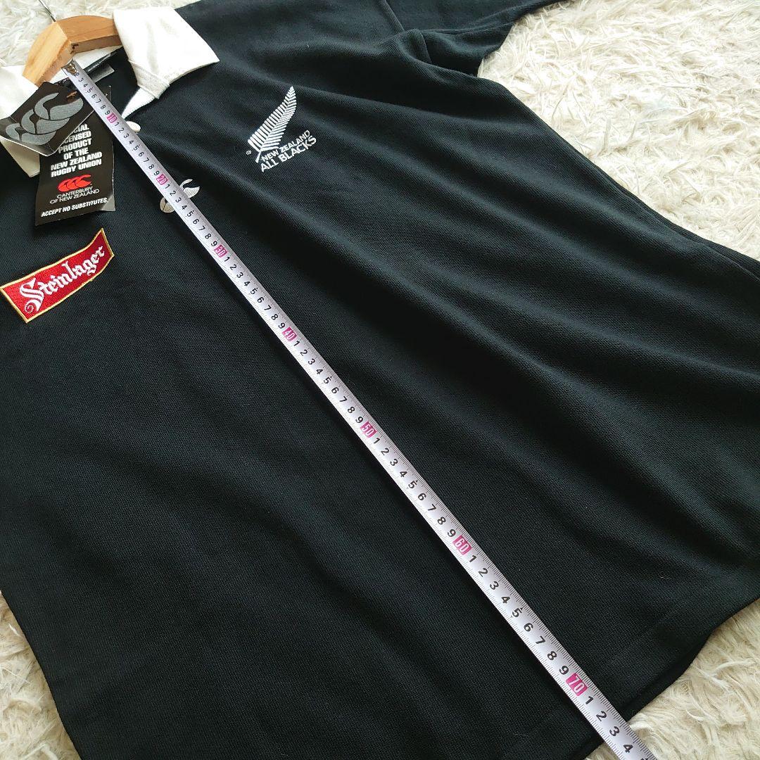 【新品】カンタベリー オールブラックス ロゴ刺繍 ラガーシャツ M 半袖