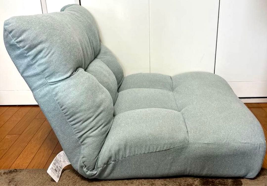 つながるポケットコイル座椅子 ローソファ 1人掛け リクライニング ライトブルー