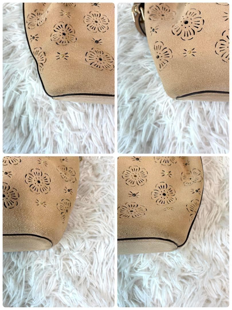 ✨希少/美品✨コーチ ショルダーバッグ ティーローズ パンチング スエード調
