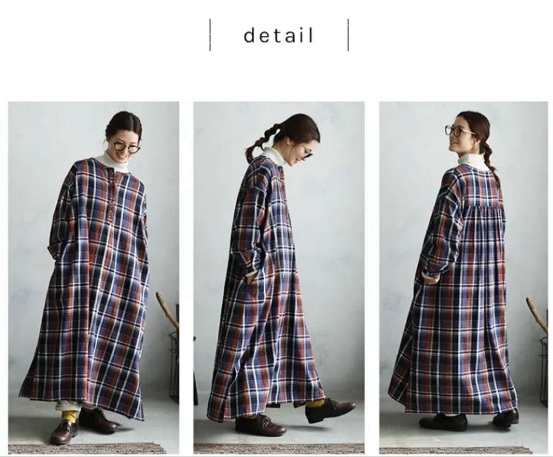 ソウルベリー はちみつ堂の冬のマドラスチェックなワンピース ゆったり 4L