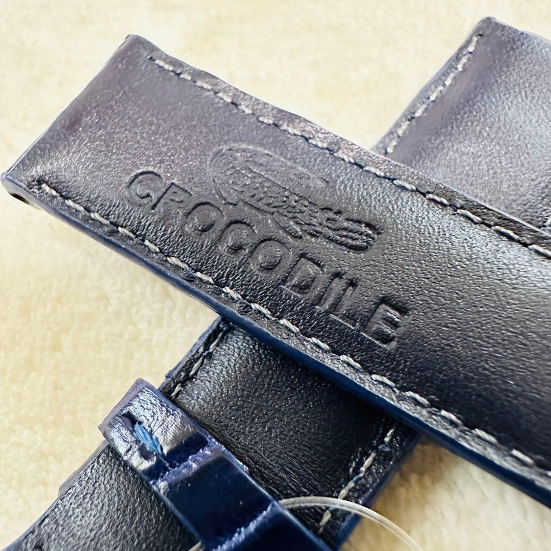 7273#20mm-18mmアッシュブルー★本物クロコダイル腕時計用ベルト