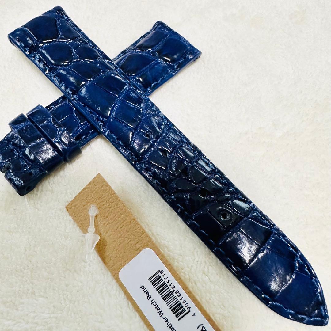 7273#20mm-18mmアッシュブルー★本物クロコダイル腕時計用ベルト