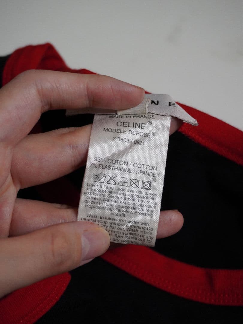 21aw CELINE トリオンフ 長袖 Tシャツ S ブラック レッド ロンＴ