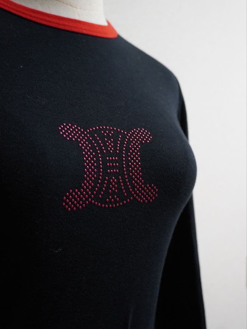 21aw CELINE トリオンフ 長袖 Tシャツ S ブラック レッド ロンＴ