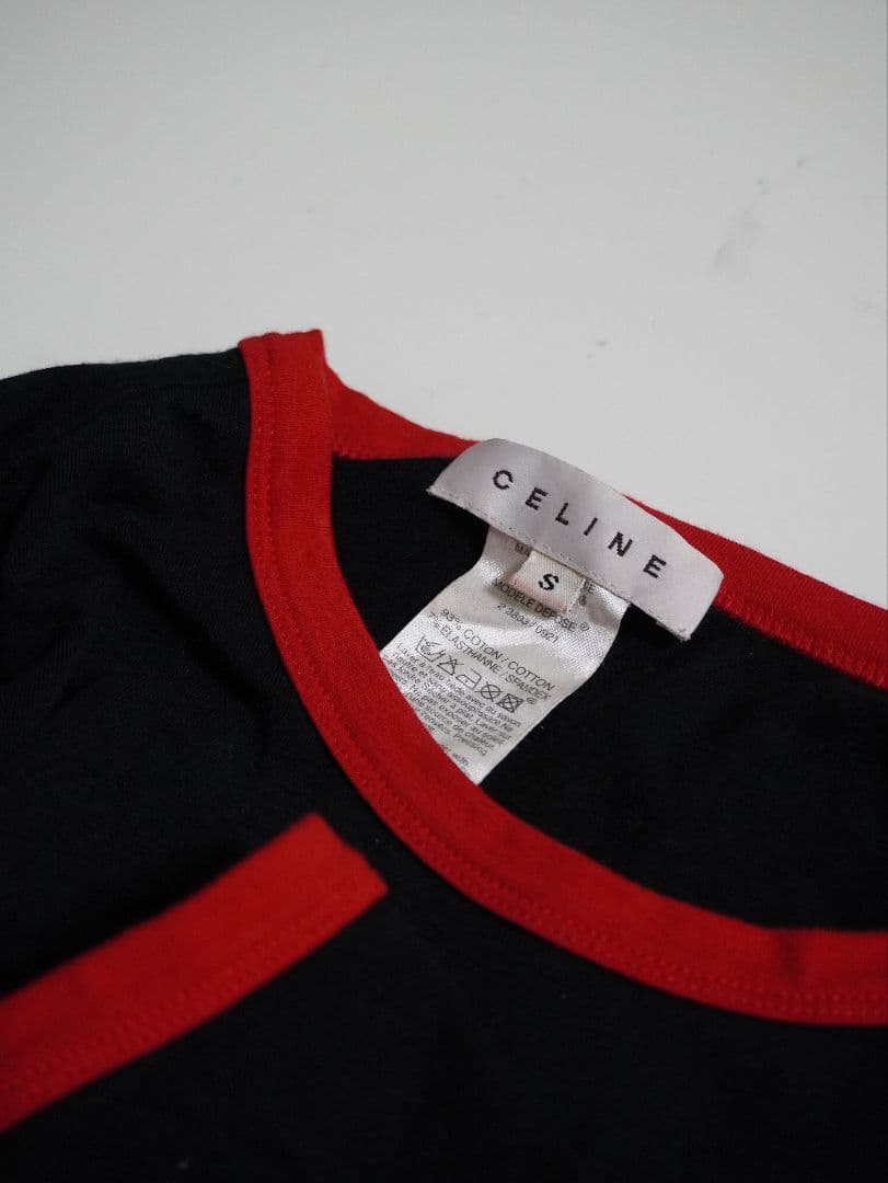 21aw CELINE トリオンフ 長袖 Tシャツ S ブラック レッド ロンＴ