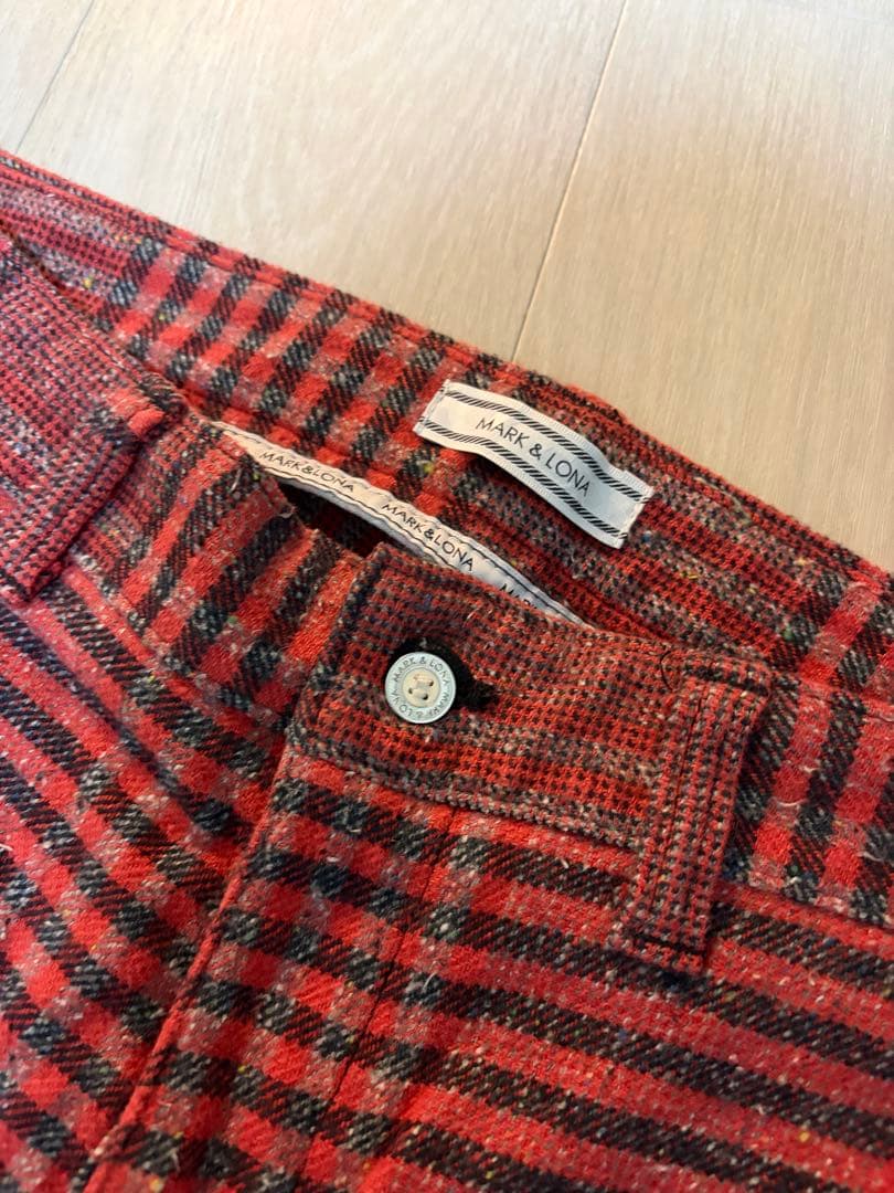 MARK & LONA 赤黒チェック パンツ メンズ L マークアンドロナ