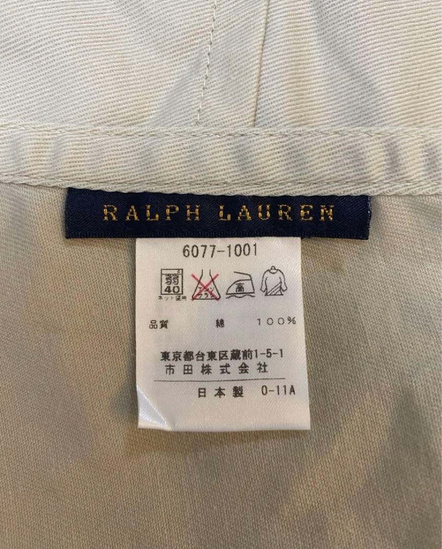 【極美品】【Ralph Lauren 】エプロン ベージュ ネイビーロゴ 日本製