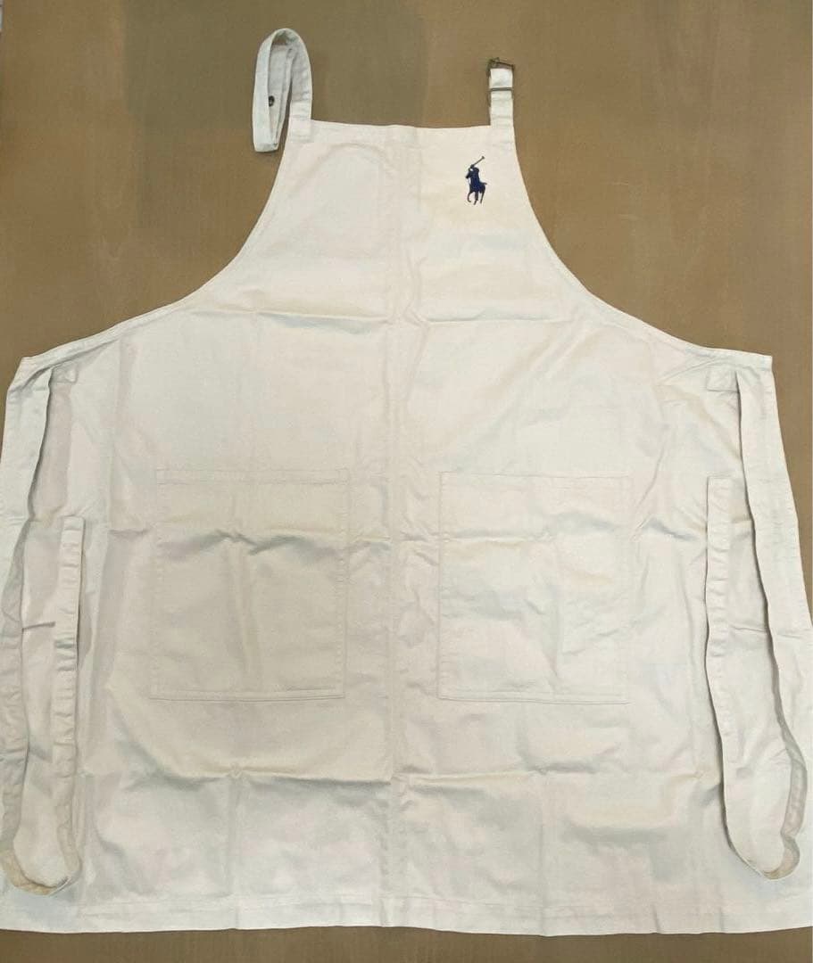 【極美品】【Ralph Lauren 】エプロン ベージュ ネイビーロゴ 日本製