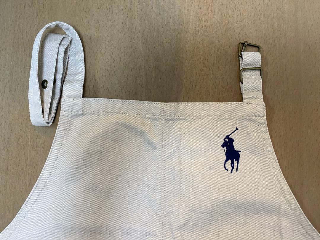 【極美品】【Ralph Lauren 】エプロン ベージュ ネイビーロゴ 日本製