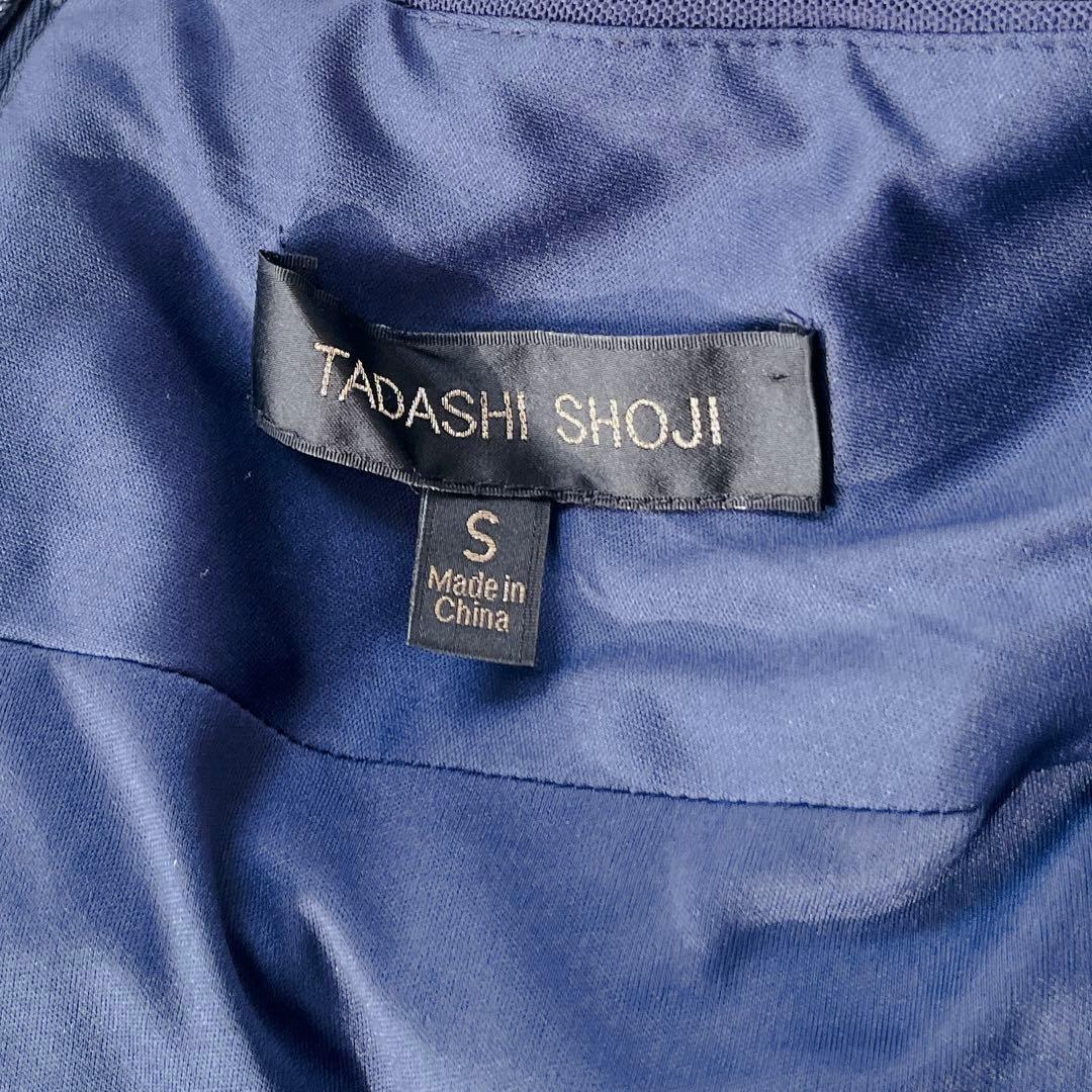 TADASHI SHOJI ドレス　メッシュ アシンメトリー ギャザー ネイビー