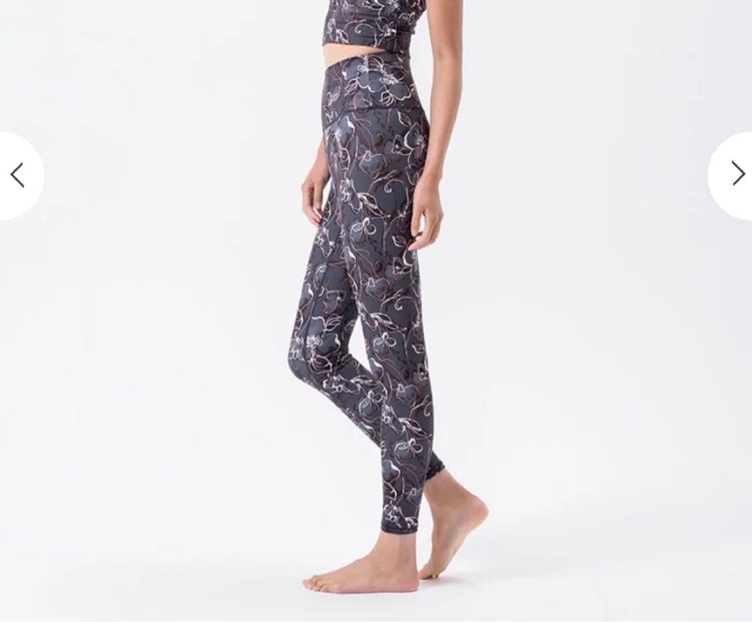 SUKALAフラワープリント ヨガレギンス ダークグレー　ヨガウェア　Lsize