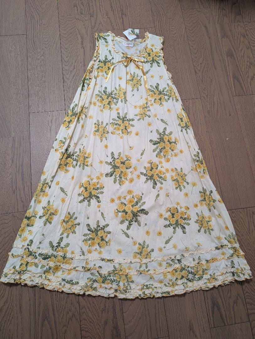 (未使用品タグ付き)ピンクハウス　たんぽぽプリント ノースリーブミディワンピース