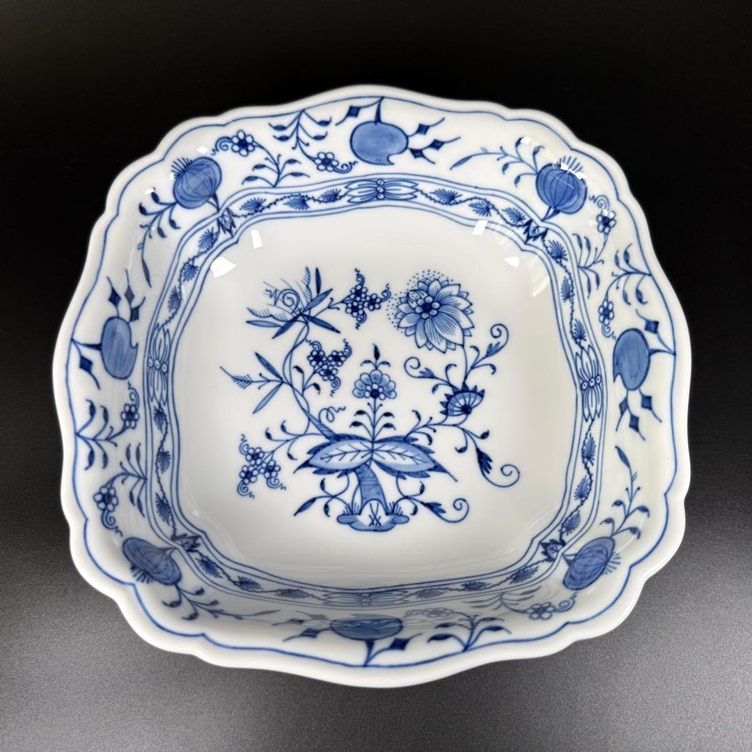 新品 マイセン ブルーオニオン スクエアボウル深皿(23cm)1枚、1級品