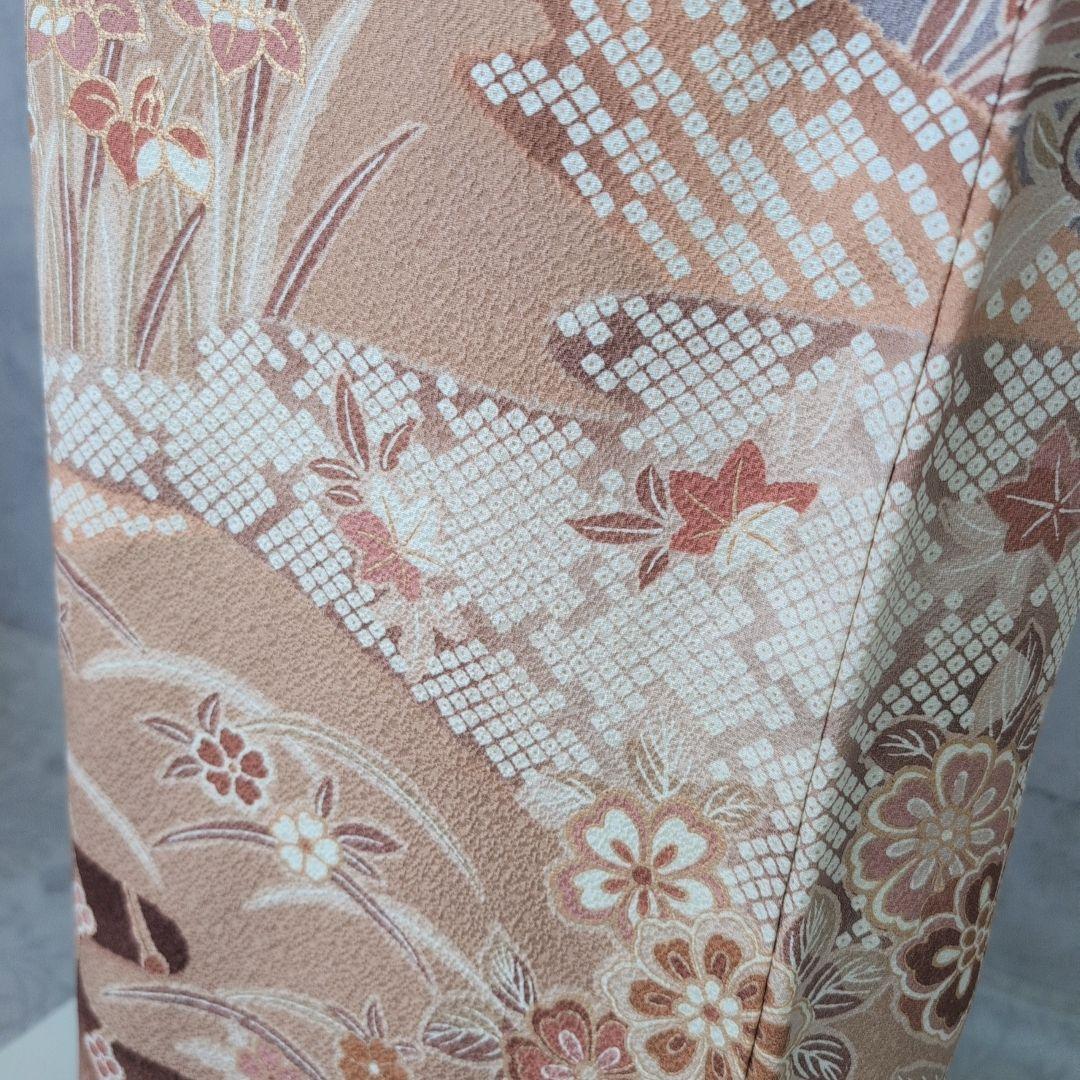 訪問着　フルセット　着物　正絹　グレー地　花　豪華　E1