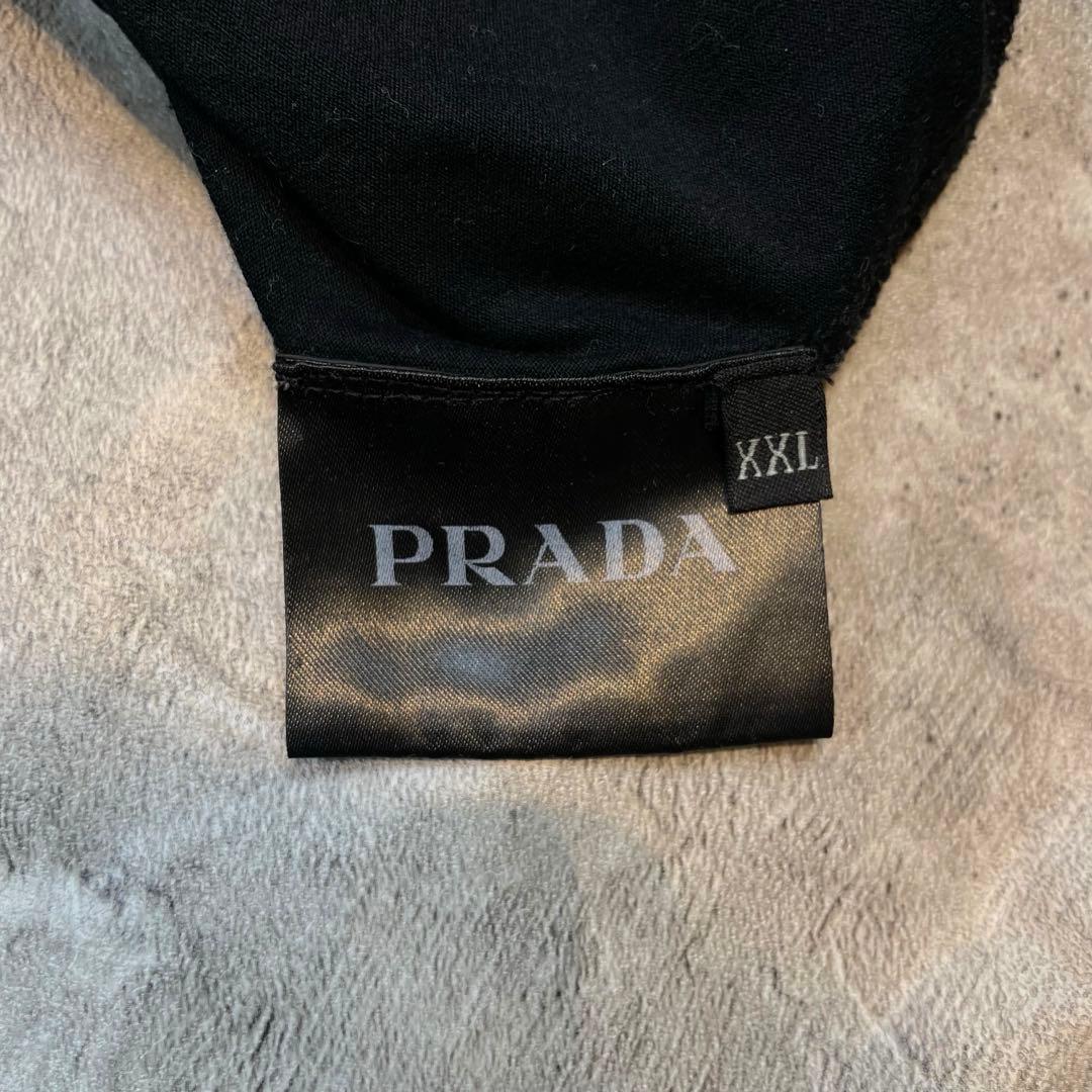 PRADAプラダ VネックTシャツ ブラック XXL ポケット付き