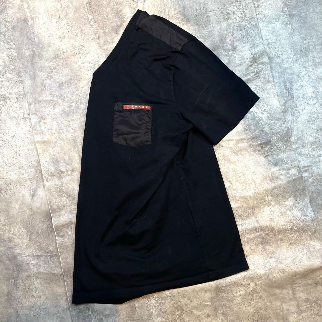 PRADAプラダ VネックTシャツ ブラック XXL ポケット付き