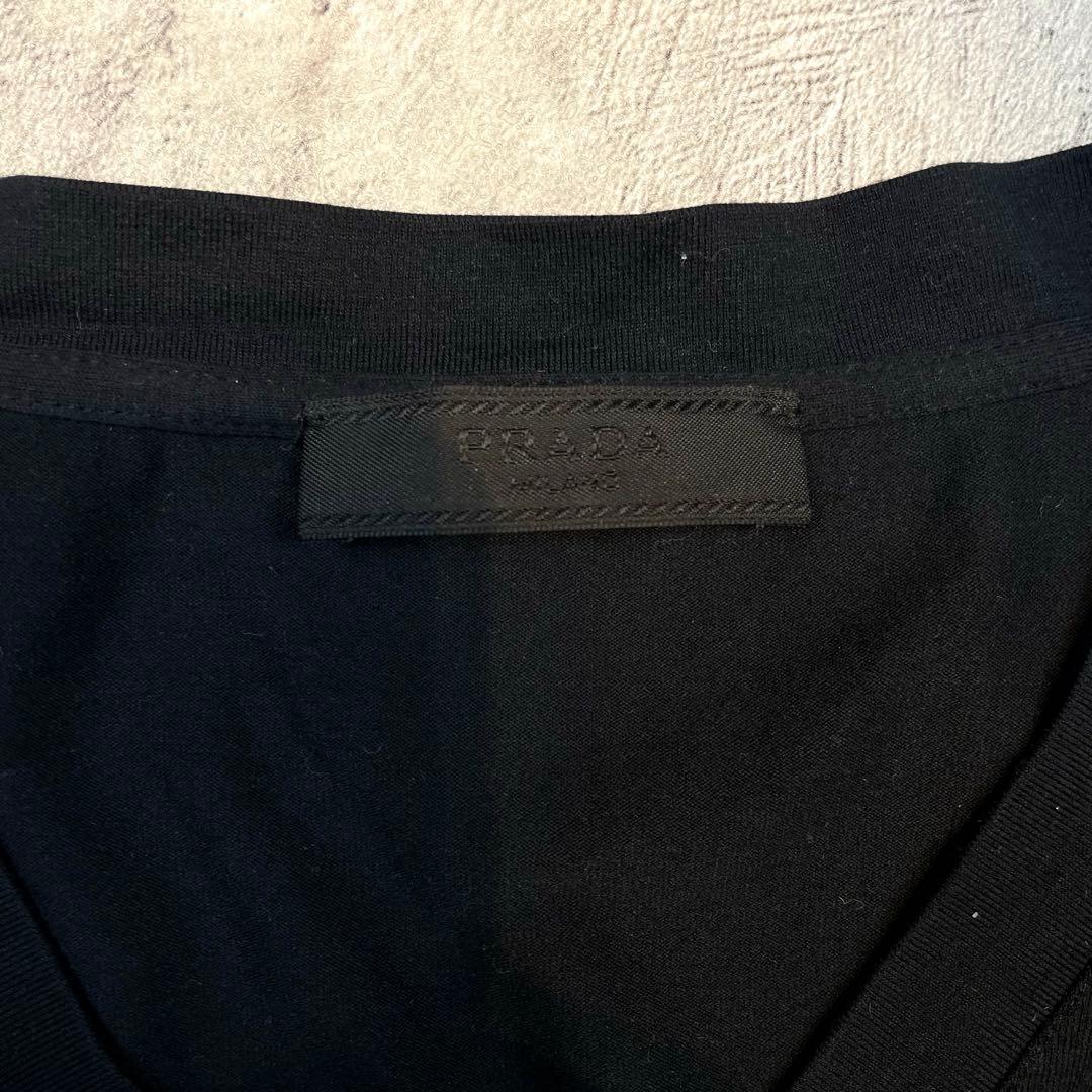 PRADAプラダ VネックTシャツ ブラック XXL ポケット付き