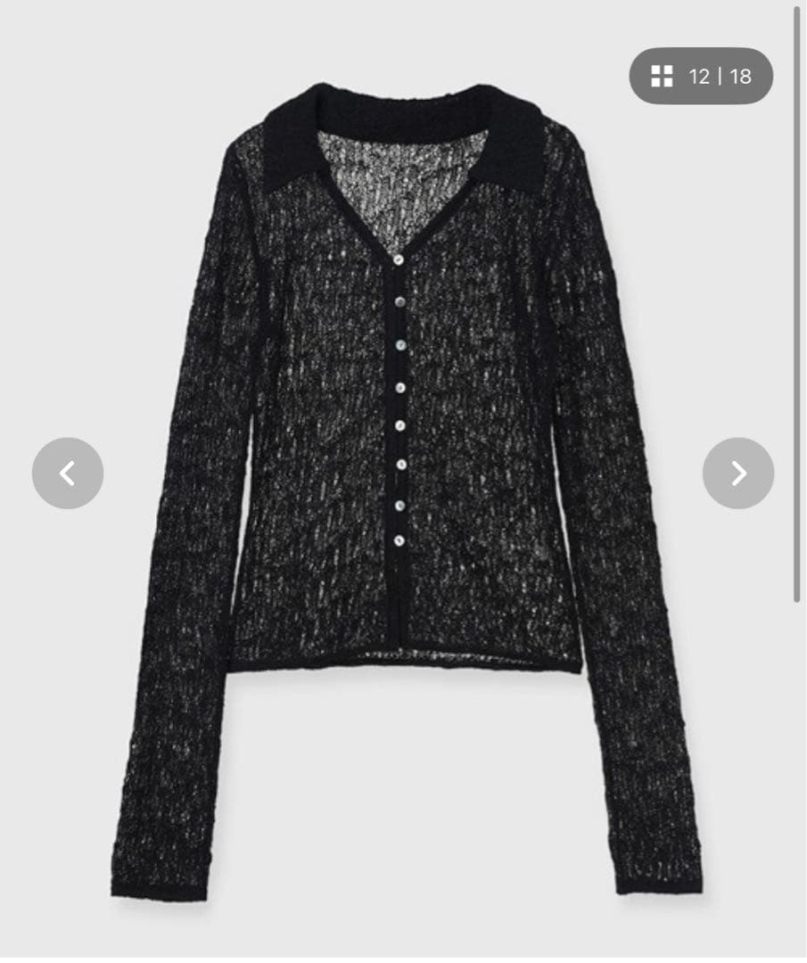 ウールレースポロニットトップス【BLACK】