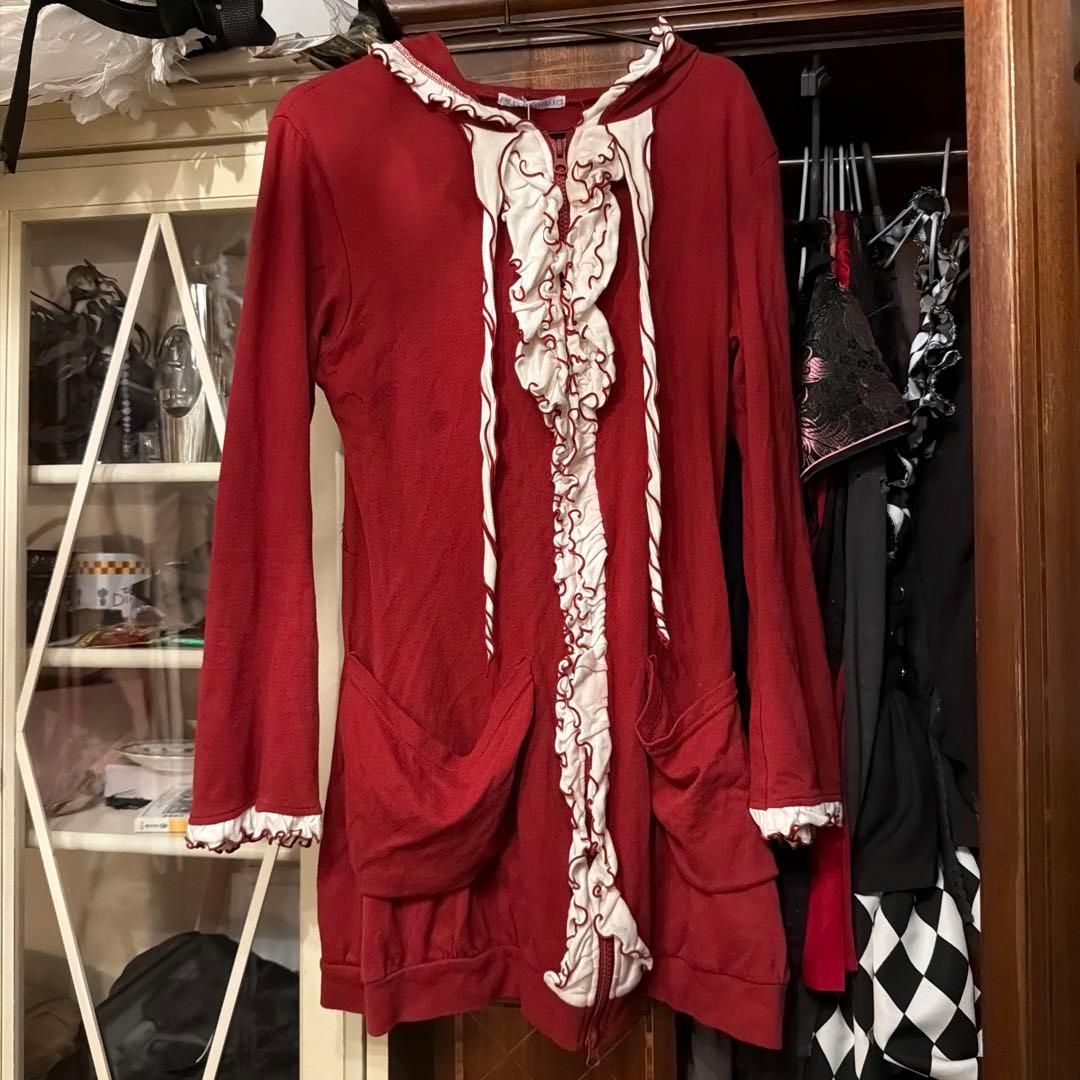 PUTOMAYO フリルパーカー　赤白