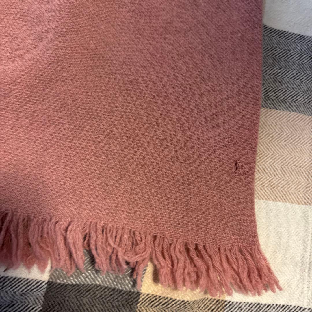 ebagosu ラビットファーポケット付きストール ピンク キズあり