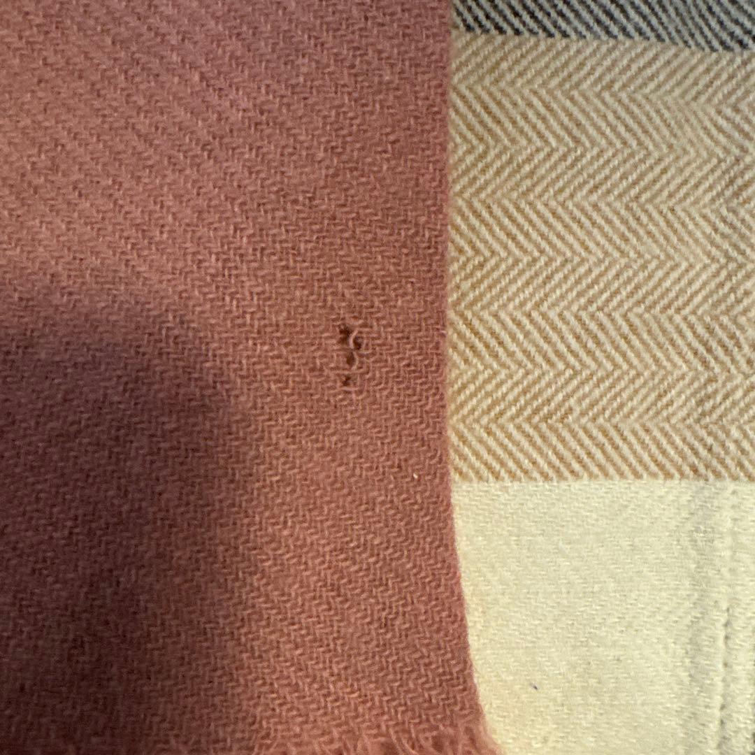 ebagosu ラビットファーポケット付きストール ピンク キズあり