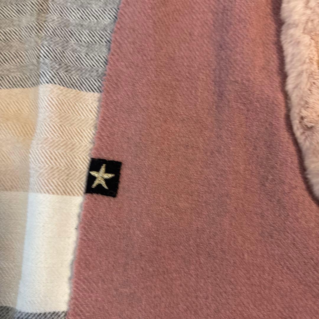 ebagosu ラビットファーポケット付きストール ピンク キズあり