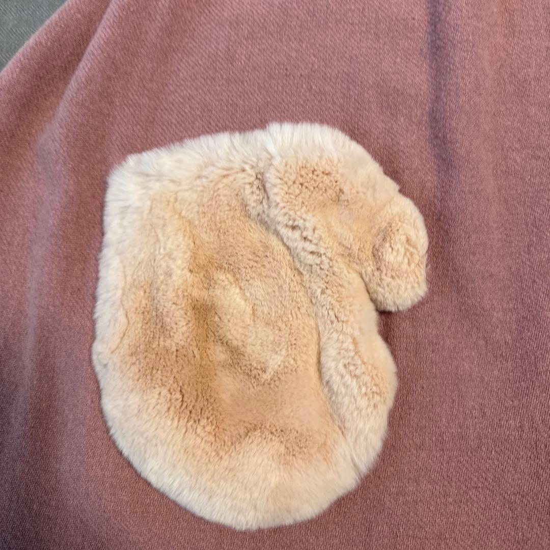 ebagosu ラビットファーポケット付きストール ピンク キズあり